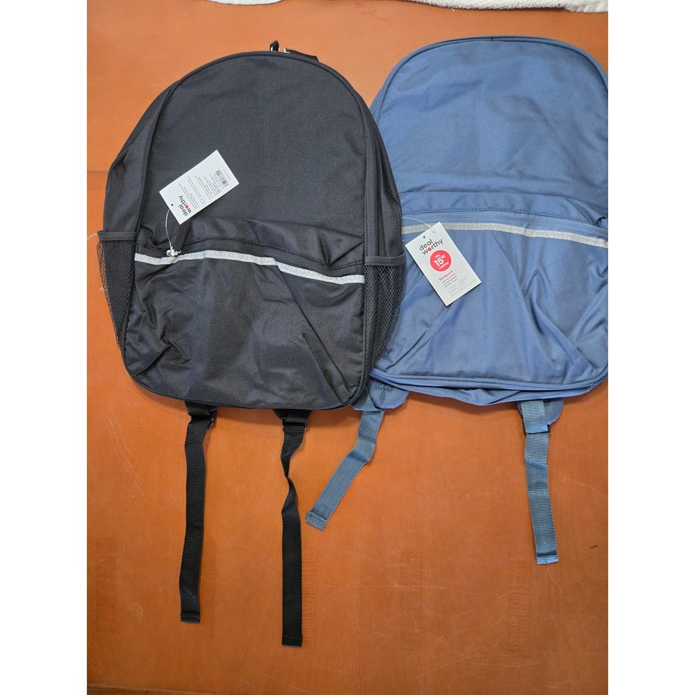 New Deal Worthy 15 Inch Laptop Backpack Set of 2 Black and Blue Reflective Strip